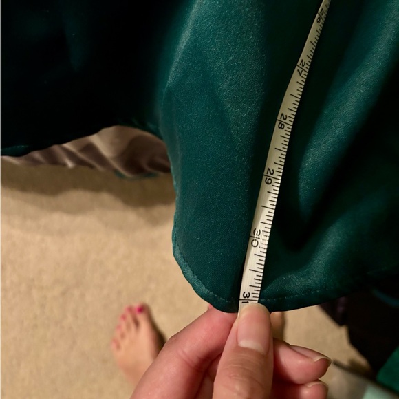 Mori Lee Emerald Green Fit and Flare Satin Cocktail Hoco Dress - Picture 4 of 4